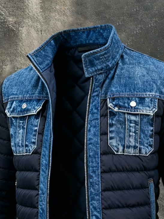 BORELLI MILANO™ | Giacca Trapuntata con Dettagli in Denim