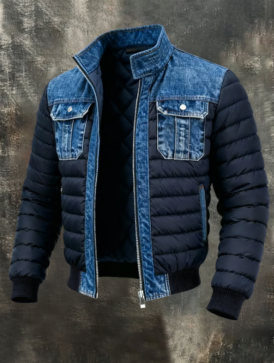 BORELLI MILANO™ | Giacca Trapuntata con Dettagli in Denim
