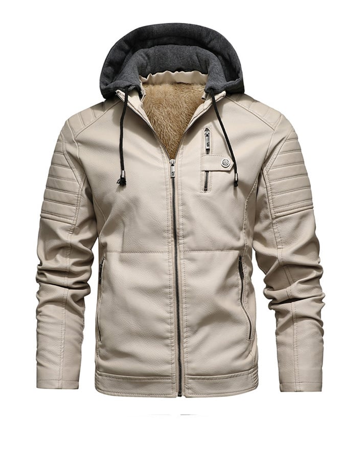BORELLI MILANO™ | Giacca con Zip Effetto Similpelle e Cappuccio Foderato